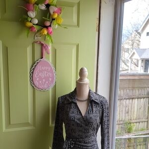 Geometric Black and White Dress